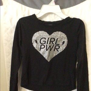 Black Long sleeved Girl power shirt.